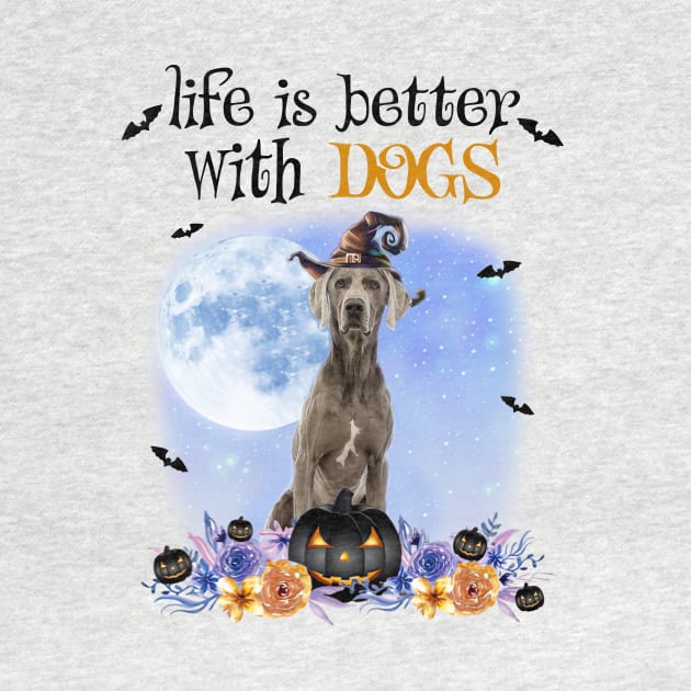 Weimaraner Witch Hat Life Is Better With Dogs Halloween by Marcelo Nimtz